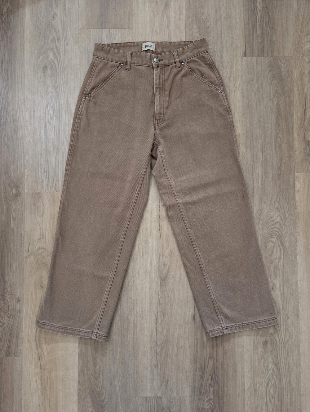 Elwood Jeans Wmns M Washed Brown High Rise Wide Leg Baggy Utility Workwear Y2K